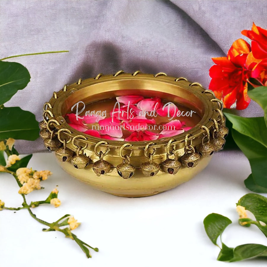 6" Brass Urli with drops