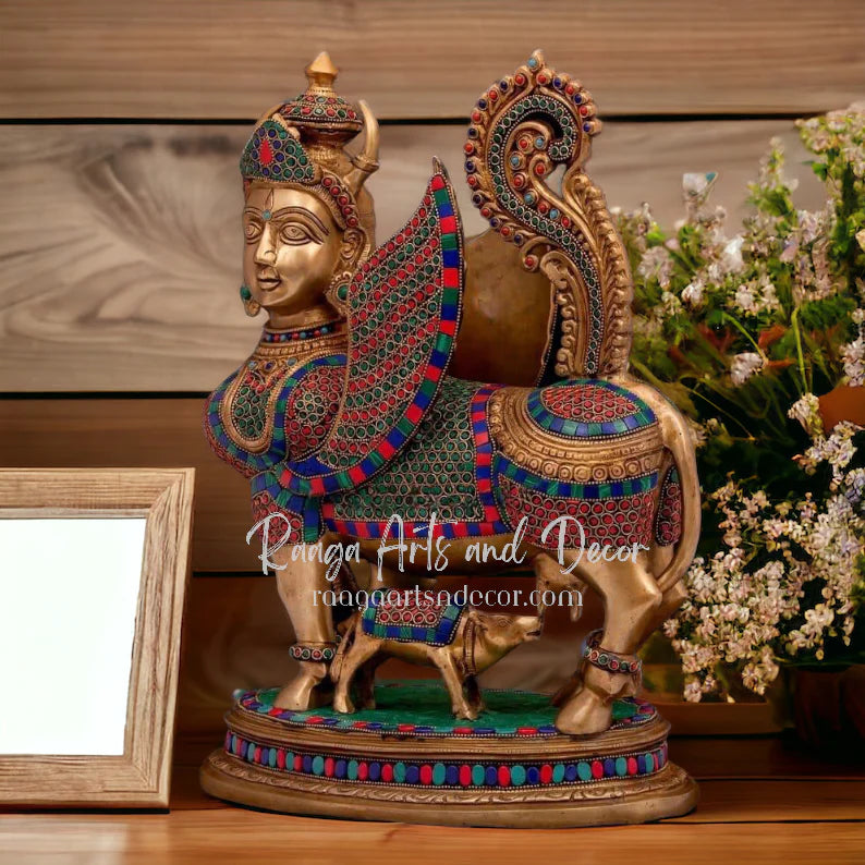 Kamdhenu with calf (Stone work)