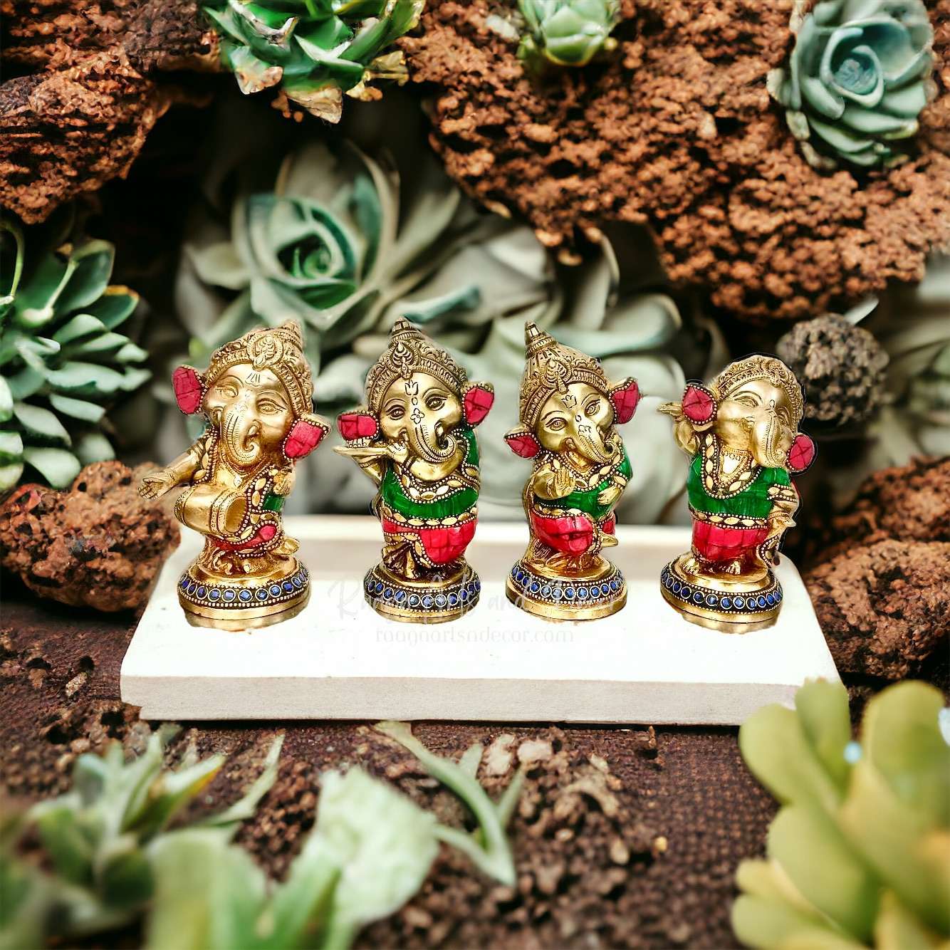 Baby Ganesha Brass Idol Set of 4