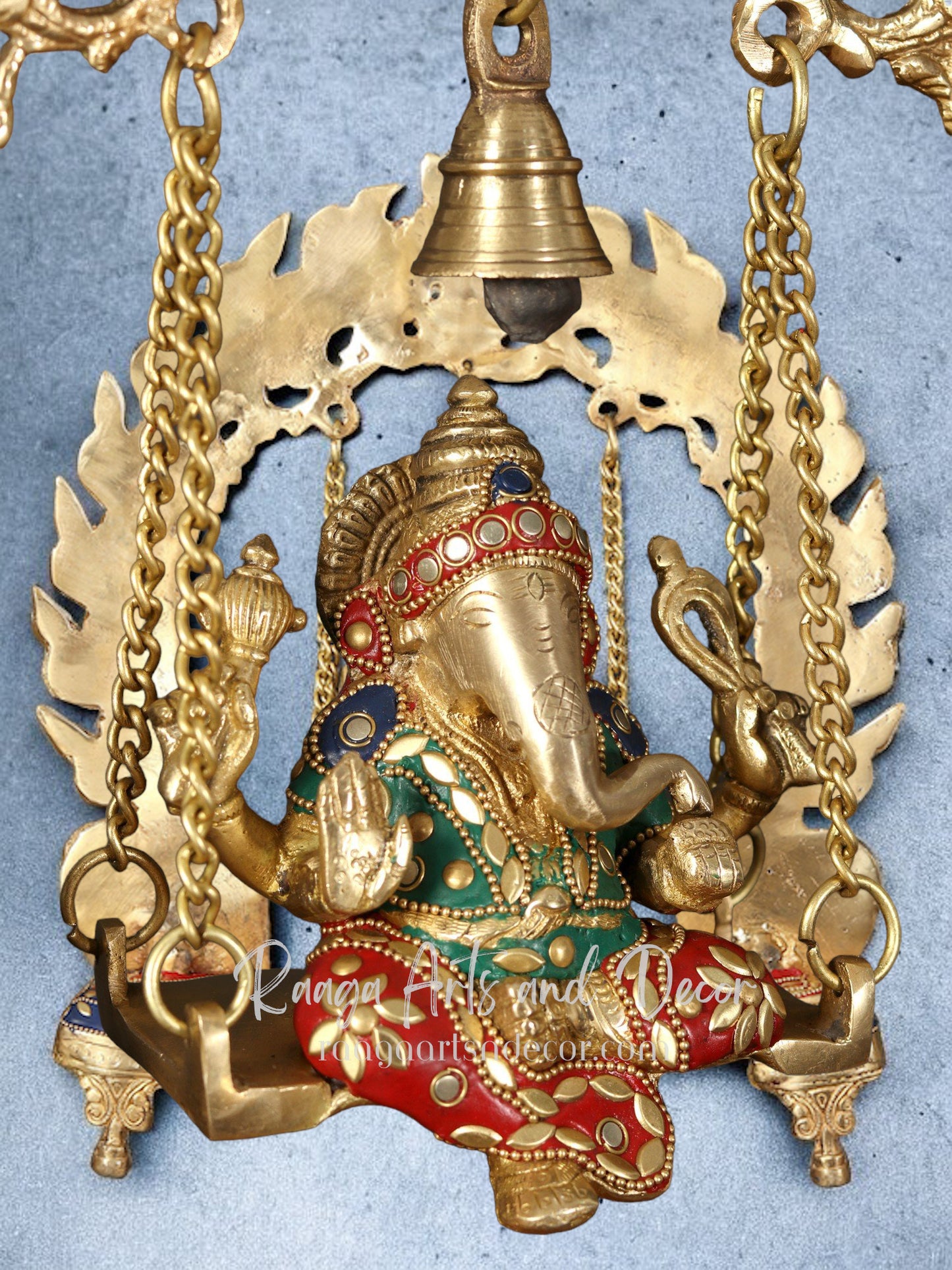 15" Swing Ganesha (Stone work)