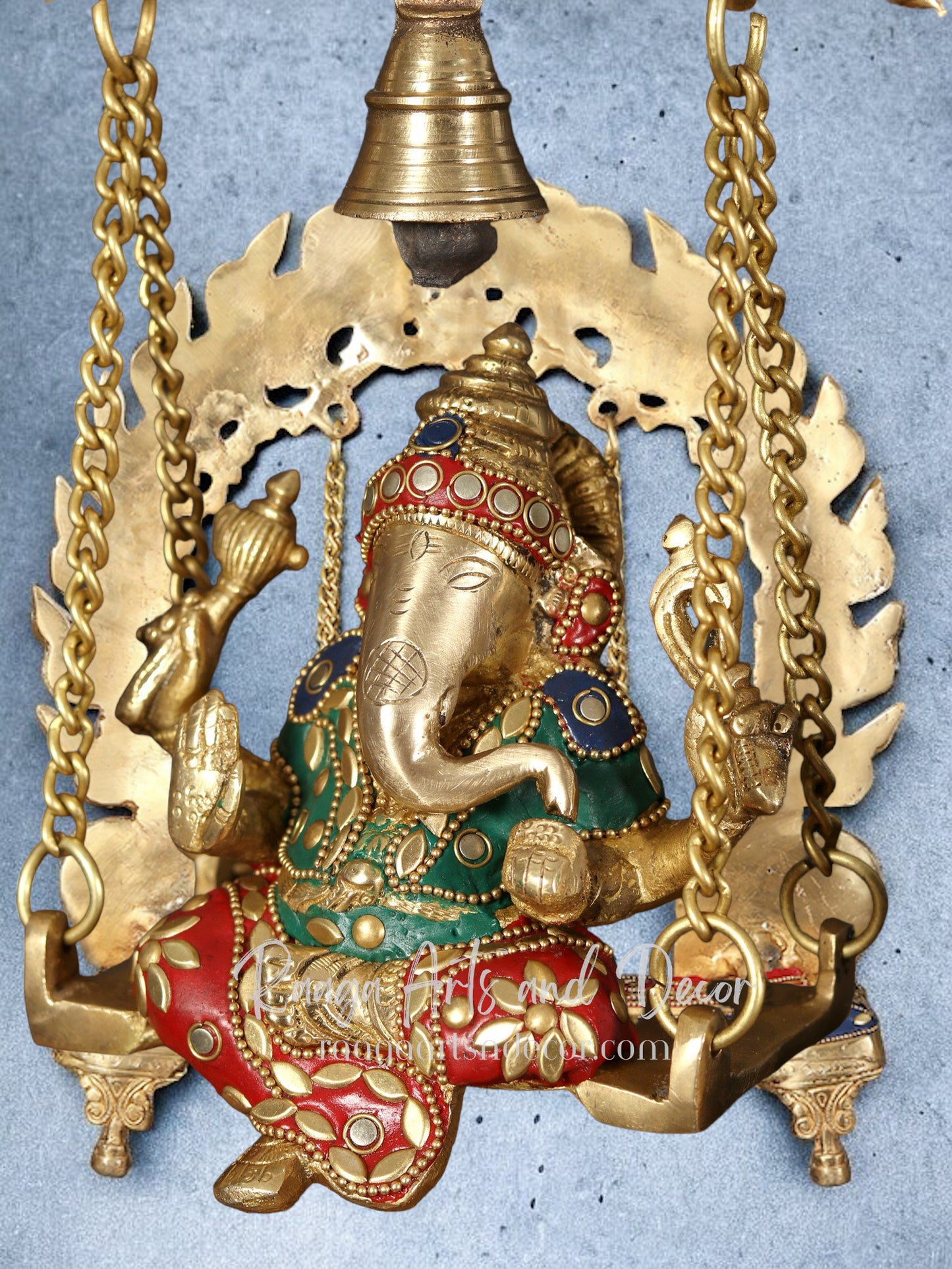 15" Swing Ganesha (Stone work)