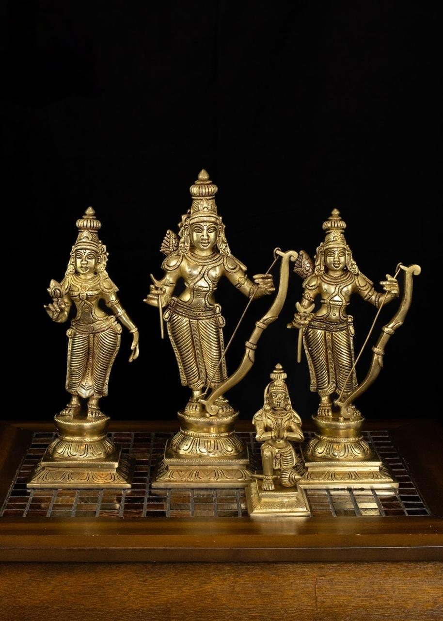 12” Brass Ramdarbar Statue (Lord Rama, Lord Hanuman, Lord Lakshman, Sita)