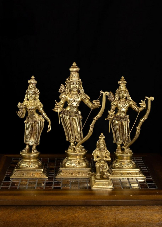 12” Brass Ramdarbar Statue (Lord Rama, Lord Hanuman, Lord Lakshman, Sita)