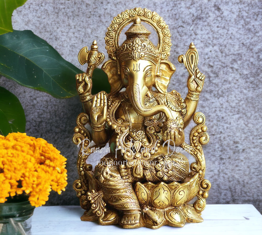 13" Ganesha Idol on Lotus