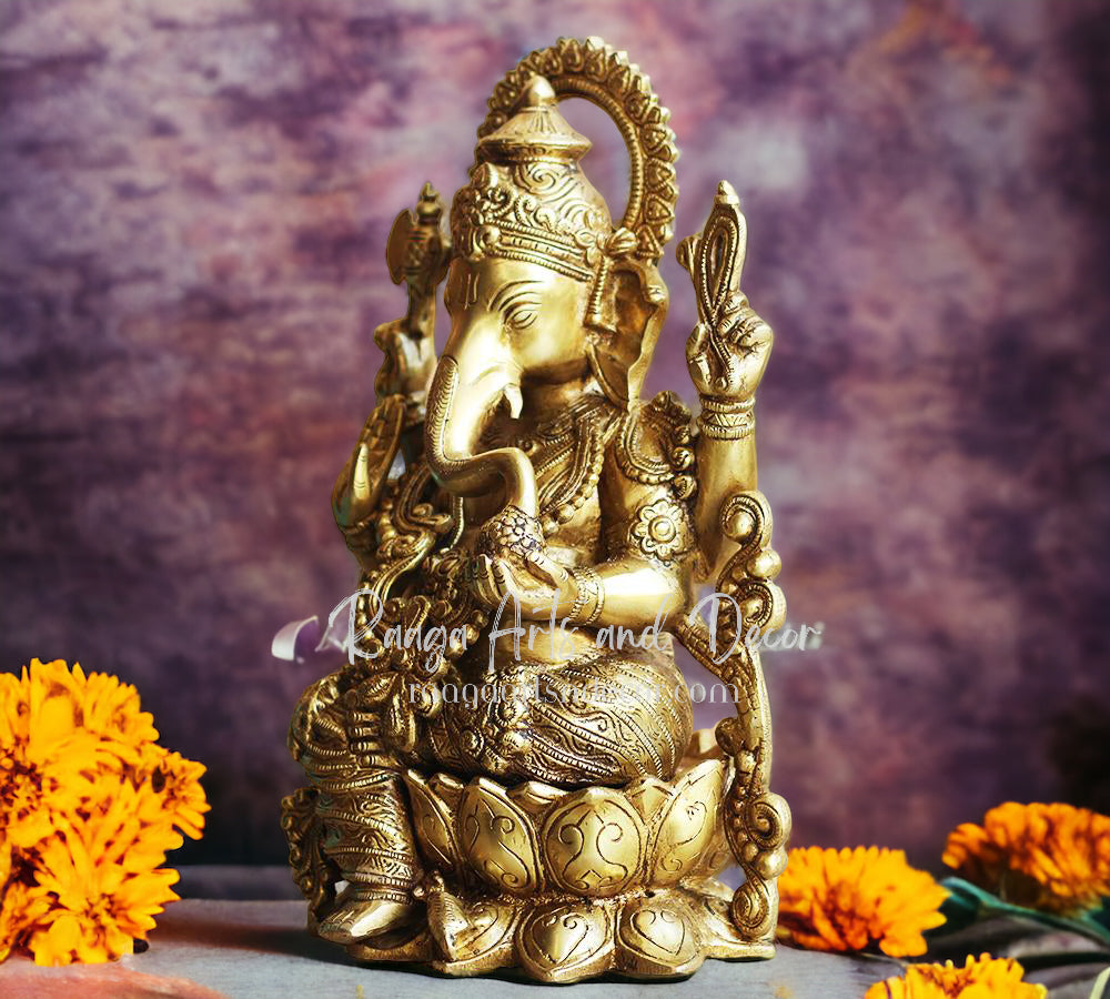 13" Ganesha Idol on Lotus