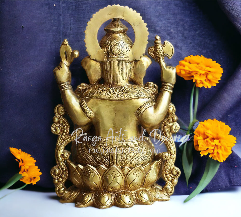 13" Ganesha Idol on Lotus