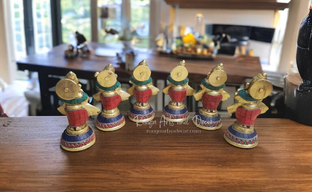 Brass Ganesha Music Set, Set of 6