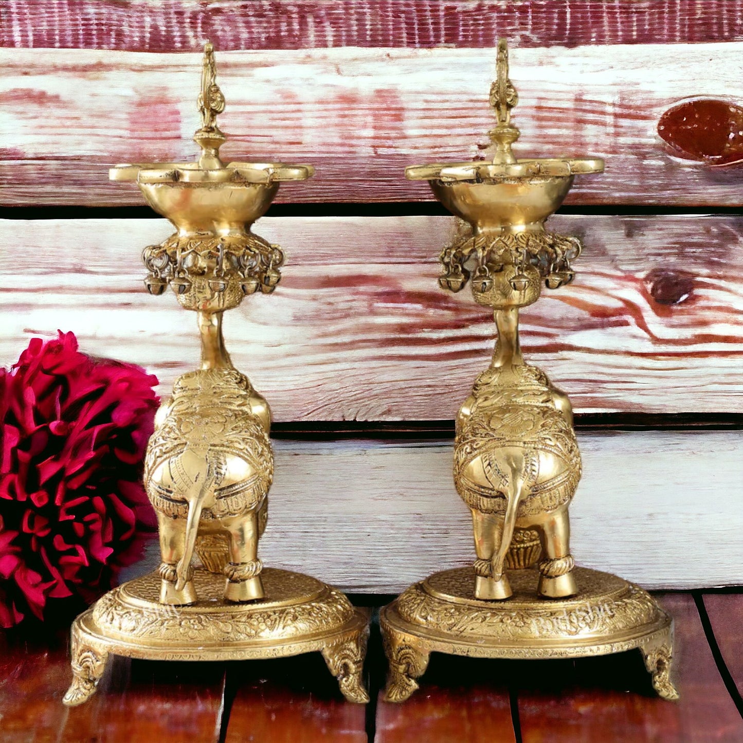 18" Brass Elephant Diya(set of 2)